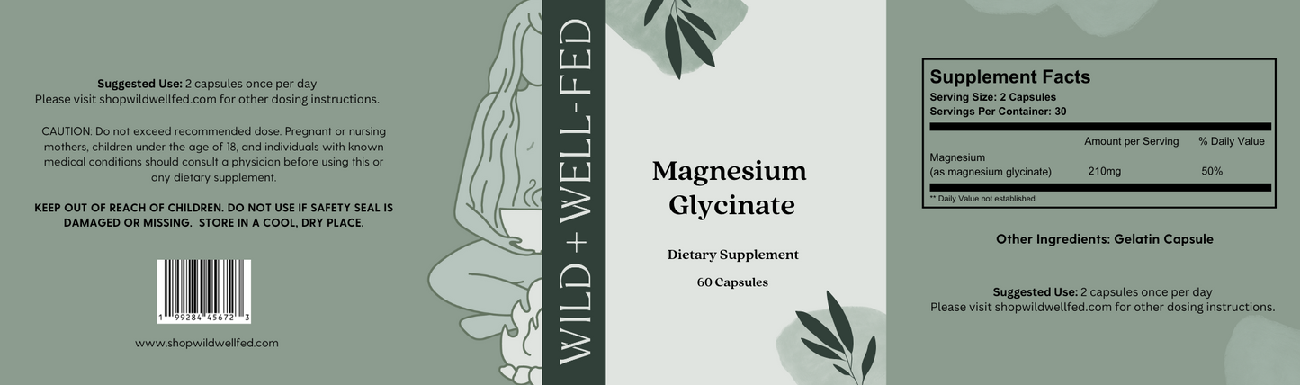 Magnesium Bottle Label with Supplement Facts