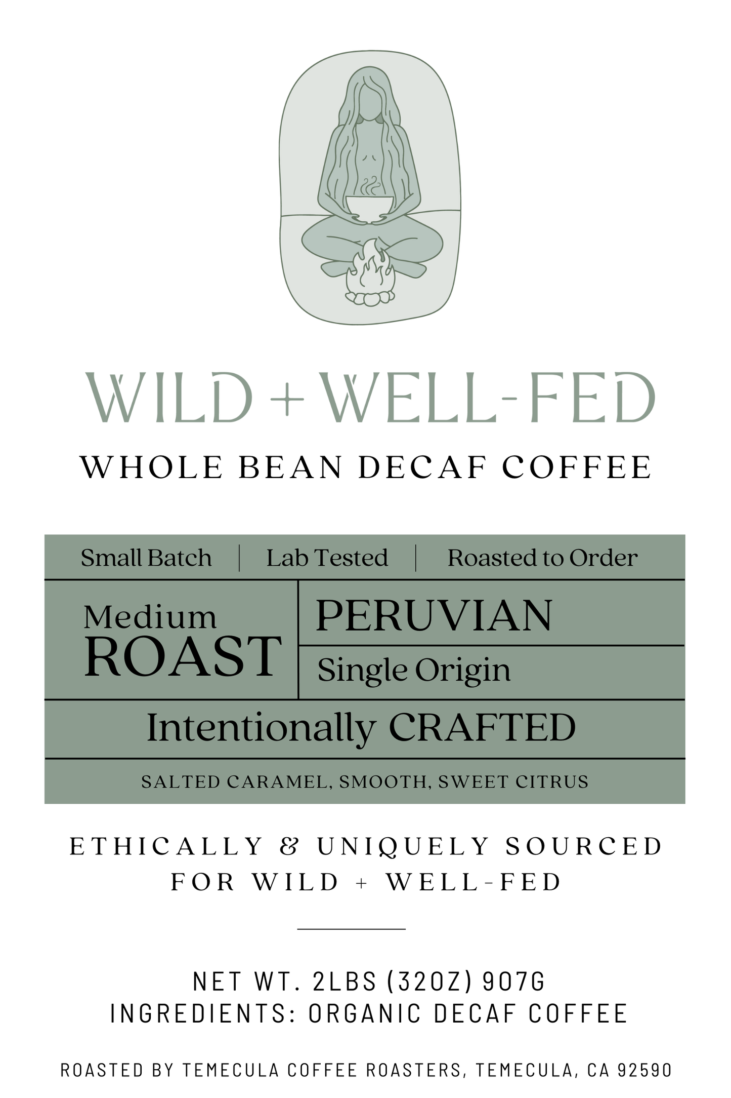 Close up image label of Whole Bean Decaf Coffee from Peru